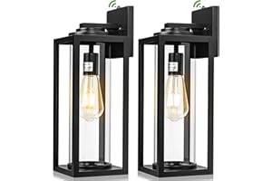 FILIYANO Dusk to Dawn Outdoor Wall Light Fixtures - 2 Packs Exterior Waterproof Outdoor Lighting, Modern Porch Sconces Wall Mounted Lighting, Industrial Anti-rust Matte Black Outside Lantern for Front Door