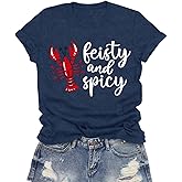 LuxLass Crawfish Shirt for Women Red Lobster Tshirts Feisty and Spicy Tee Tops