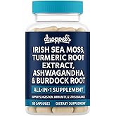 Droppels Irish Sea Moss Capsules with Turmeric Root, Ashwagandha, Black Pepper & Burdock Root – Natural Mineral Blend for Immune, Digestion, Joint & Energy Support – Vegan, Non-GMO – 60 Capsules