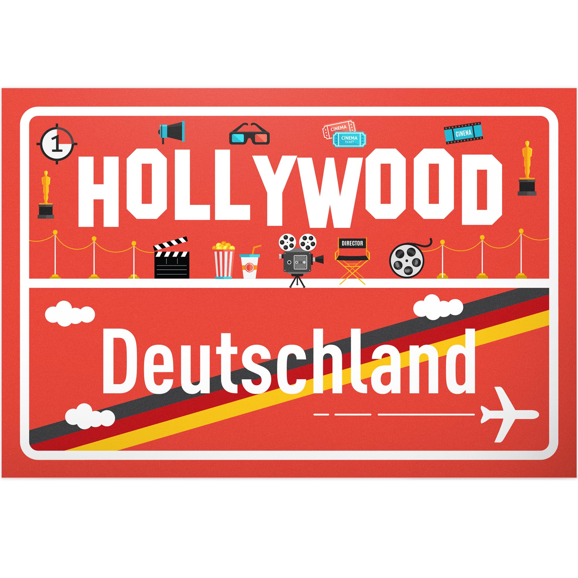 DankeDir! Hollywood Place Sign - Plastic Sign 30 x 20 cm - Gift Idea Voucher Travel Holiday Travel Voucher Men & Women Money Gift Leaving Card Gift Idea Decoration Card