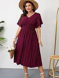 RWJ Women's Plus Size Maxi Dress Flutter Casual V