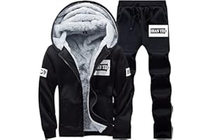 jbyrvq Mens Fleece Tracksuits 2 Piece Hoodeis Full Zip Sweatsuits Set Casual Trendy Winter Warm Sweatpants Suits Fall Outfit