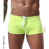 MIZOK Men's Swim Trunk Swimwear Quick Dry Bathing Suit Board Short Sexy Boxer Brief with Drawstring