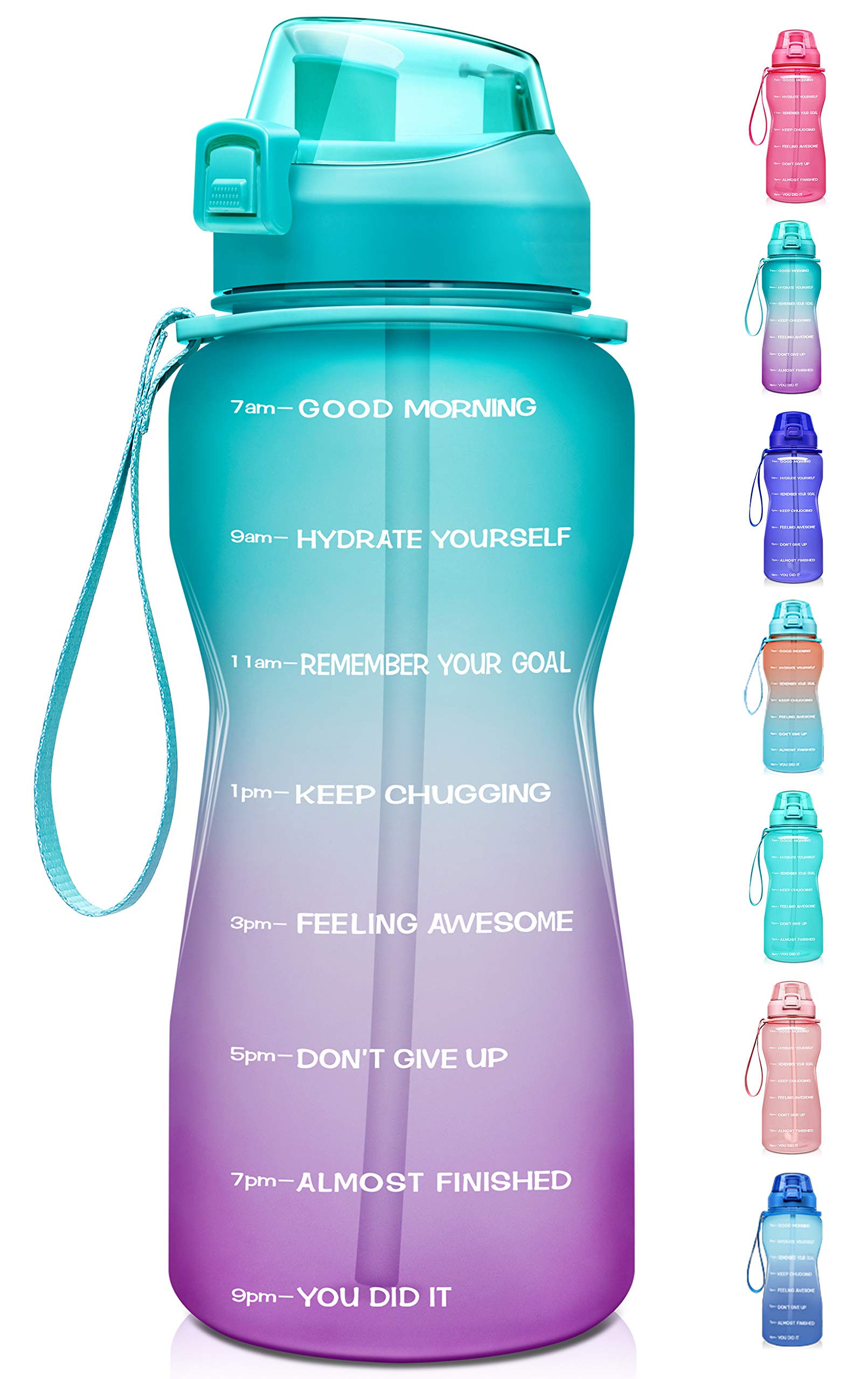Fidus Large Half Gallon/64oz Motivational Water Bottle with Time Marker & Straw,Leakproof Tritan BPA Free Water Jug,Ensure You Drink Enough Water Daily for Fitness,Gym and Outdoor Sports