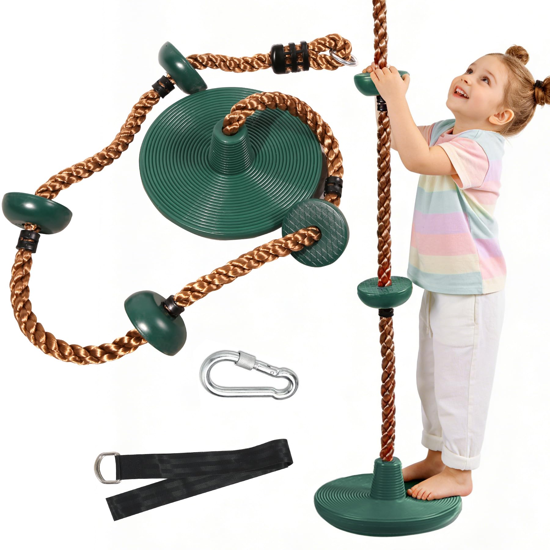 Photo 1 of REDCAMP Climbing Rope Swings for Trees, Heavy Duty Plastic Disc Swing Seat for Kids and Adults with Hanging Strap and Snap Hooks