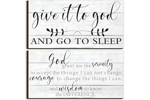 CHUNFUL 2 Pcs Bedroom Wall Decor Give It to God and Go to Sleep Sign Serenity Prayer Sign Farmhouse Wall Art Vintage Prayer Wall Art Above Bed Rustic Bedroom Wall Decor for Bedroom Home(Simple Style)