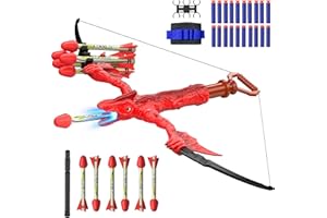 Lologot Dinosaur Toys, Bow and Arrow Set for Kids, Archery Set with 6 Foam-Tipped Arrows, RC Servo Gears, 20 Bullets, and a Wristband, Christmas Birthday Present for 4-12 Boys and Girls (Red)