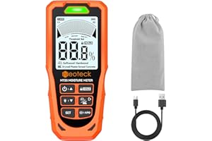 Neoteck 6 in 1 Pinless Moisture Meter 19mm Digital Moisture Detector ±2% Accuracy Wood Moisture Reader with Audible &Visual A