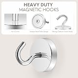 Neosmuk 120lb+ Magnetic Hooks with Steel Tube Pack of 6 Silver view 4
