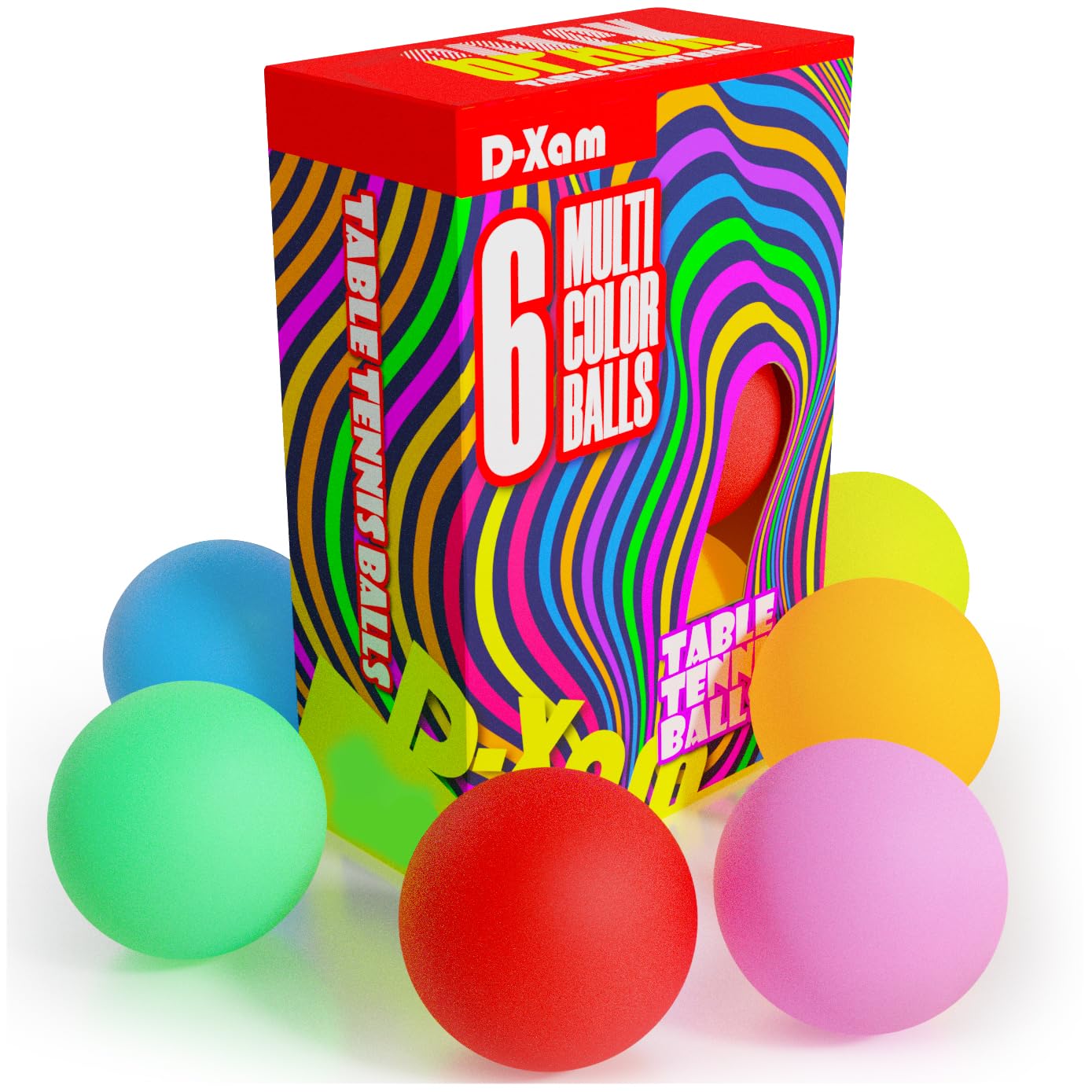 Photo 1 of D-Xam 6 Pack Colored Ping Pong Balls 40mm Table Tennis Ball, Plastic Ping Pong Balls for Games, Arts, Party, School Activities, Pet Toys, Teacher Must Have