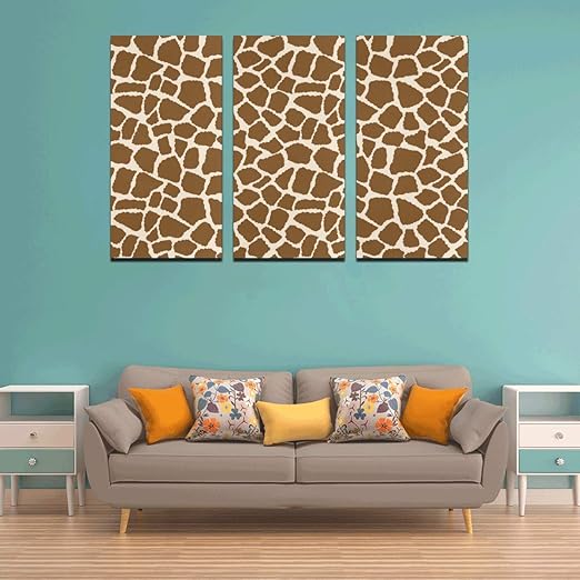Pinturas de pared de 3 paneles para cocina Jirafa repitiendo marrón