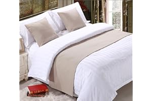 Mengersi Solid Bed Runner Scarf Protector Slipcover Bed Decorative Scarf for Bedroom Hotel Wedding Room (King, Beige)