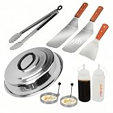 onlyfire Griddle Accessories Kit Flat Top Grill Tool Set for Blackstone | 12" Melting Dome,Grill BBQ Spatulas,Chopper/Scraper, Tongs,Great for Cooking Indoor or Outdoor - 9PCS