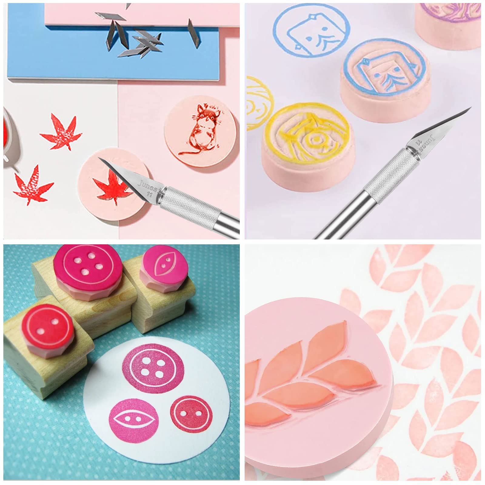 CertBuy 30 Pack Print Making Linoleum, Pink Speedy Carve Block, Round Print Blocks for Stamping, Rubber Carving Blocks for Printing, Soft Rubber Crafts, Linocut Block