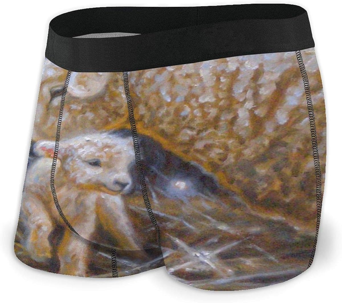Kimisoy Little Lamb Boxer Briefs for Men Stretch Underwear No RideUp
