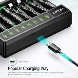 HiQuick 8 Slot Battery Charger with 4 AA 4 AAA Ni-MH + Type C 5V 2A Fast Charge view 6