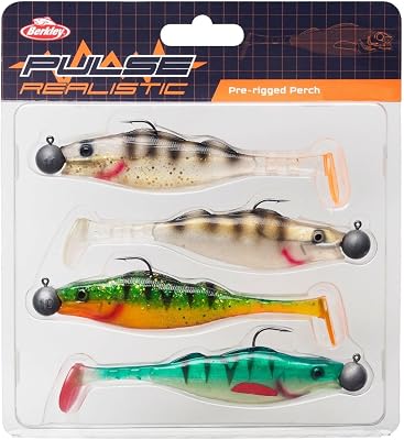 Pulse Realistic Perch Prerigged Softbait Shad con testa di jig – Forma ultra realistica e azione per la pesca dei pesci predatori, luccio, lucioperca, pesce persico