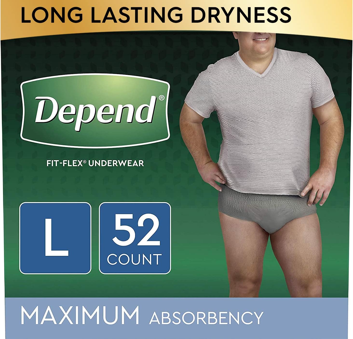 Depend FITFLEX Incontinence Underwear for Men Maximum Large 52 Count L