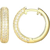 Amazon Essentials Cubic Zirconia Pave Hoop Earrings in 18k Gold Plated Sterling Silver