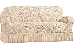 Collections Etc Textured Leaf Design Ruffled Skirt Slipcover