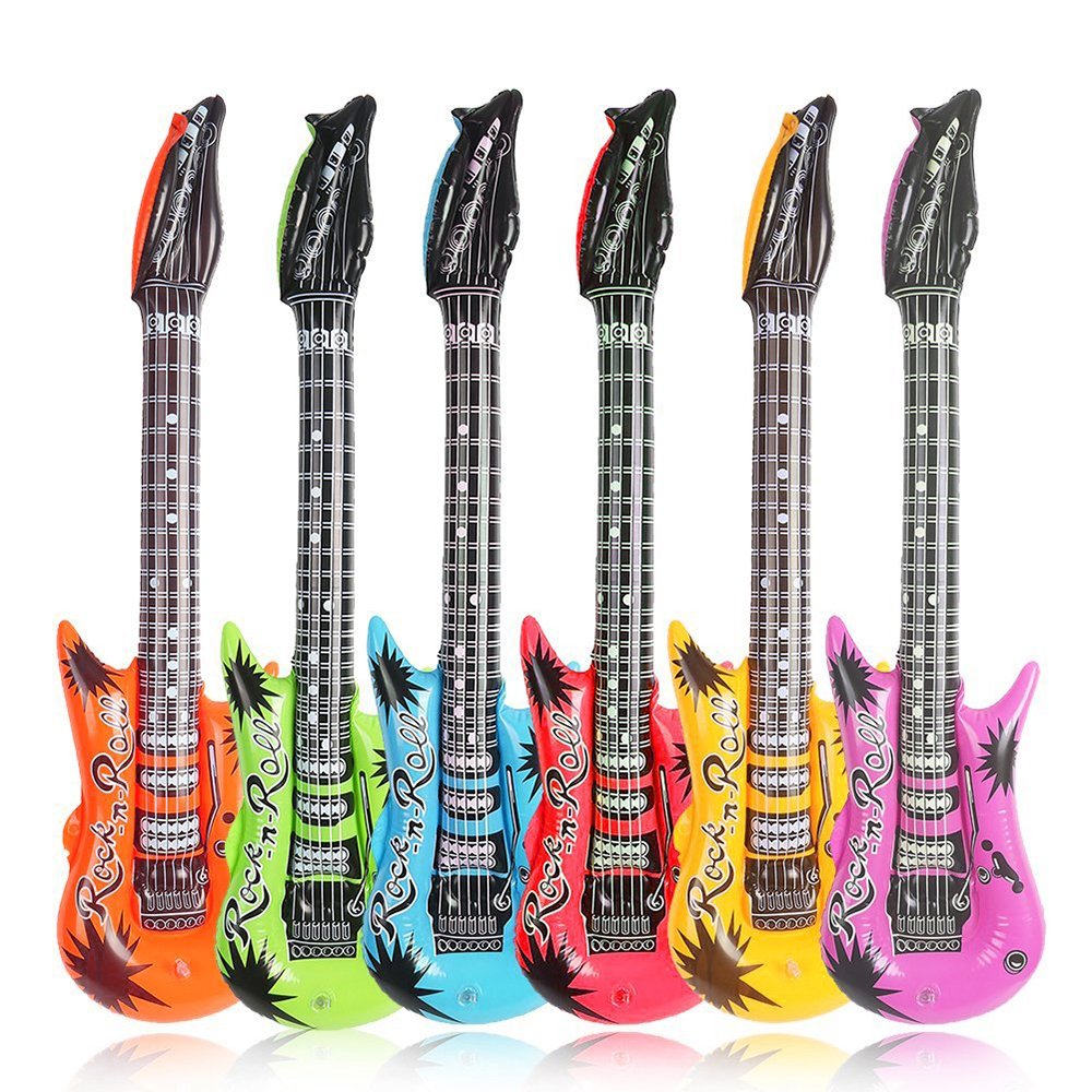 The Glowhouse Inflatable Guitars 4 Pack – Blow Up Rock Star Party Props for Weddings, Photo Booths, Birthdays, Festivals, Hen & Stag Fancy Dress Accessories