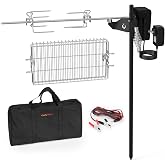 onlyfire Outdoor Spit Rotisserie Open Flame Camping Grill | Campfire Cooking Accessories, Cooking Over Any Grill or Fire, Include Motor, Power Adapter, Car Charging Cable and Bag