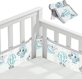 Aolso Cot Bumper 2PCS Breathable Mesh Crib Rail Cover Moon