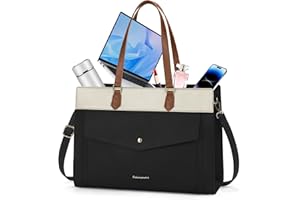 RAINSMORE Sacs pour ordinateur portable pour femme de 15,6 pouces en cuir - Sac fourre-tout imperméable pour ordinateur porta