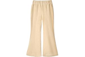 Miipat Toddler Girls Corduroy Wide Leg Pants Elastic Waist Little Kids Casual Flare Trousers