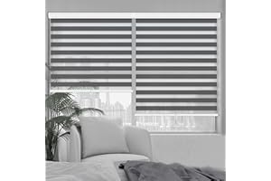 Kokorona Cordless Zebra Blinds Roller Shades for Windows Day and Night Blinds with Valance, Dual Layer Sheer Shades Light Con