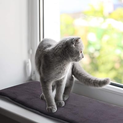 pet prime Cat Window Bed Sill Hammock 90x28cm Grey Non-Slip Mat