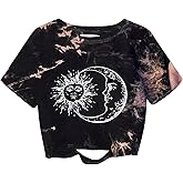 Remidoo Women's Summer Casual Distressed Short Sleeve Crop Top Crewneck T Shirt