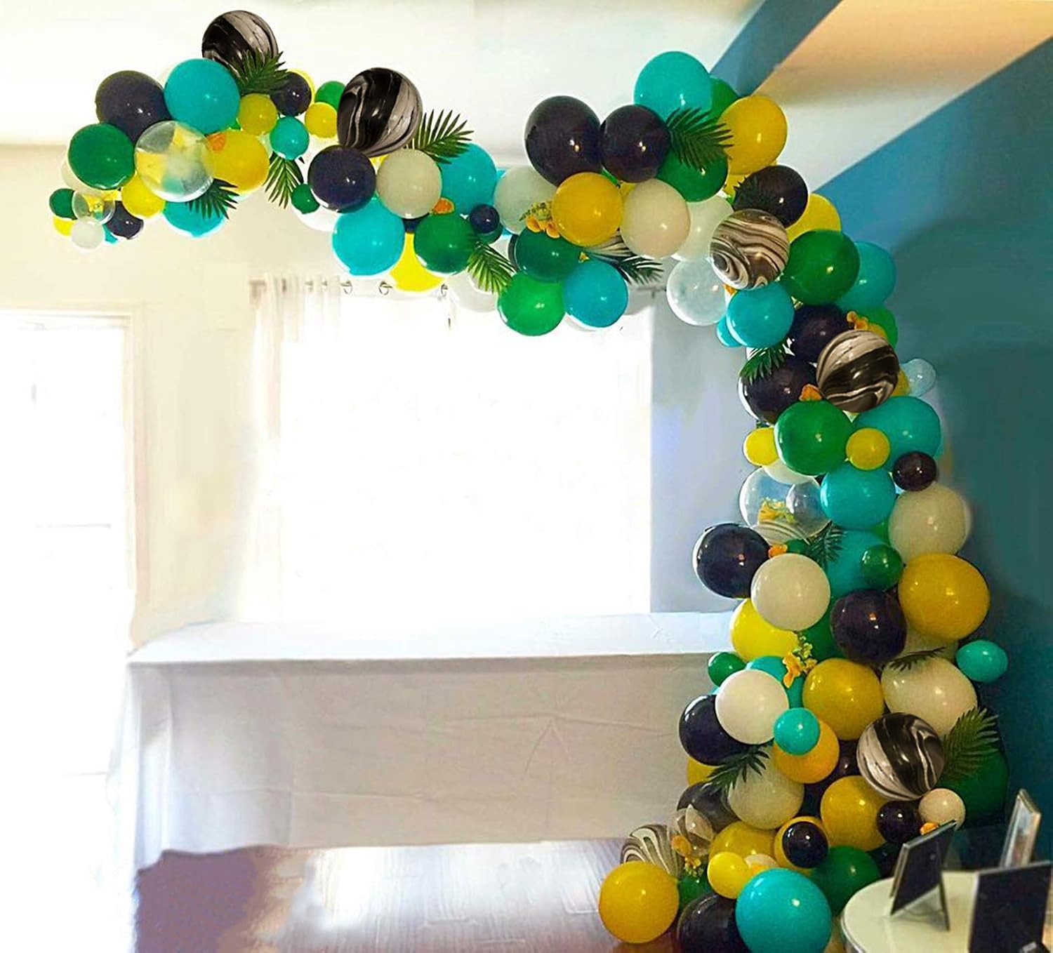 Partywoo Jungle Balloons 105 Pcs Green Balloons Black Marble
