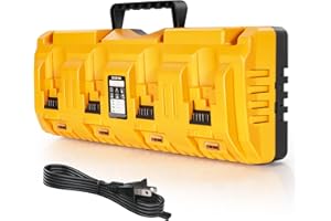 YETOKING DCB104 Replacement for Dewalt Battery Charger Station, 4 Port Fast Rapid Charging Station with USB and Type-C Ports Compatible with All Dewalt 12V 20V Max Lithium Battery