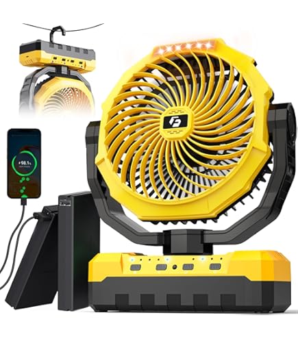 Amazon.com: Tech Drive Floor Fan,12“ Battery Fan with Metal Blade