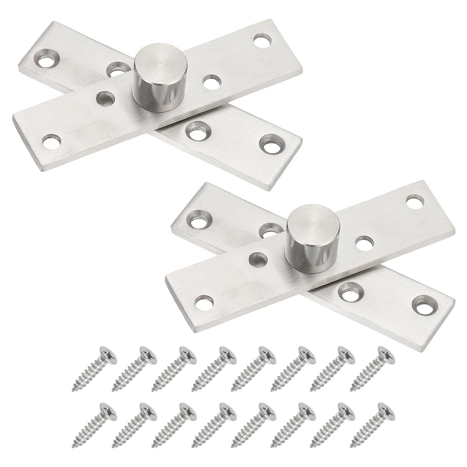 PATIKIL Door Pivot Hinges, 2 Set 360 Rotating Hidden Door Hinges Central Axis Up Down Shaft Hardware L Size for Secret Door, Bookcase, Silver Tone