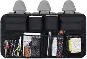 URAQT Organizador Maletero Coche, Bolsas para Maletero del Coche de Malla para Coche con 8 Bolsillos, Correa Ajustable y 3 Cinta de Fijación, Adecuado para SUV, MVP 