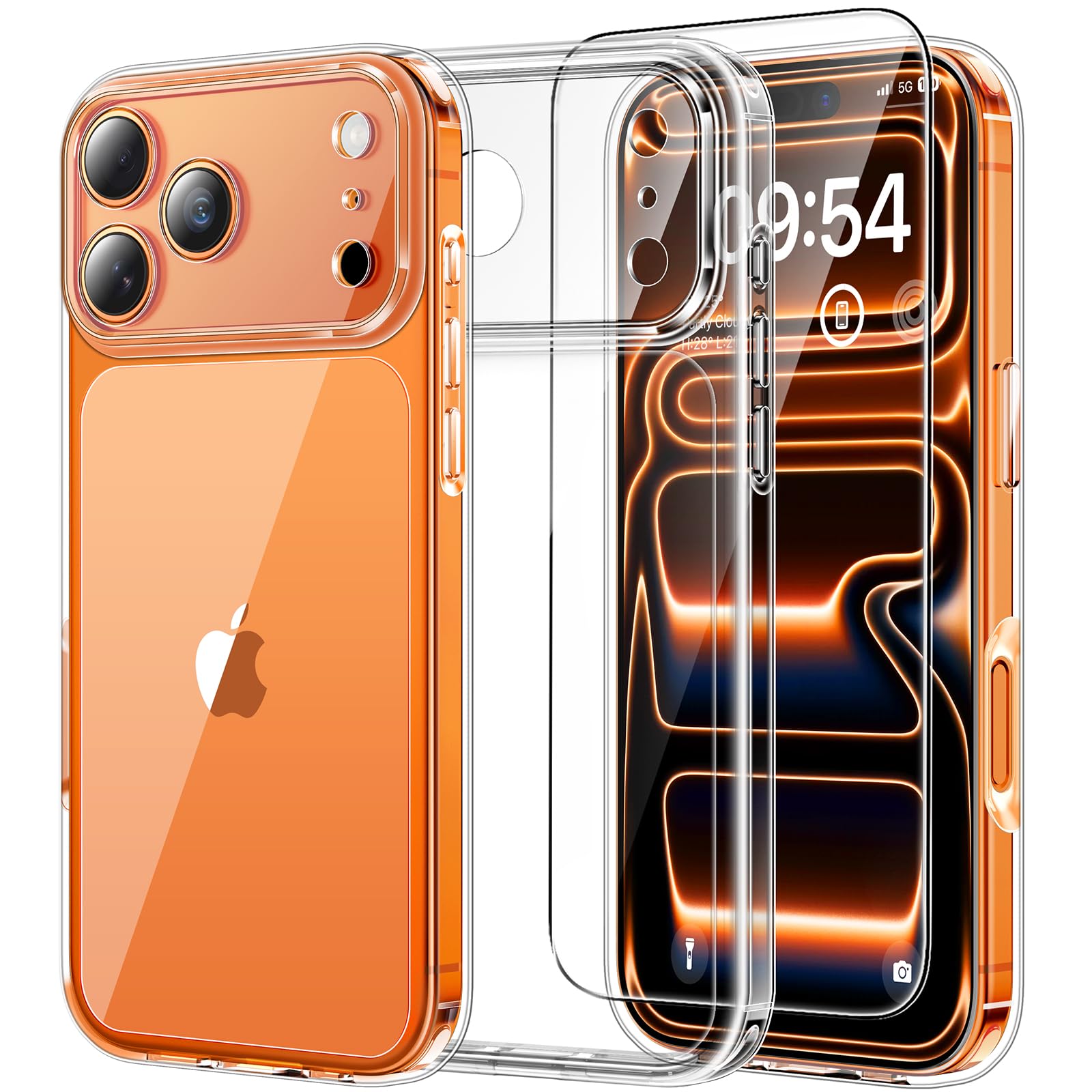 Photo 1 of TAURI for iPhone 17 Pro Case, Full Camera Protection with Screen Protector, Anti-Yellowing Military-Grade Protection Shockproof Slim Phone Case for iPhone 17 Pro, Clear