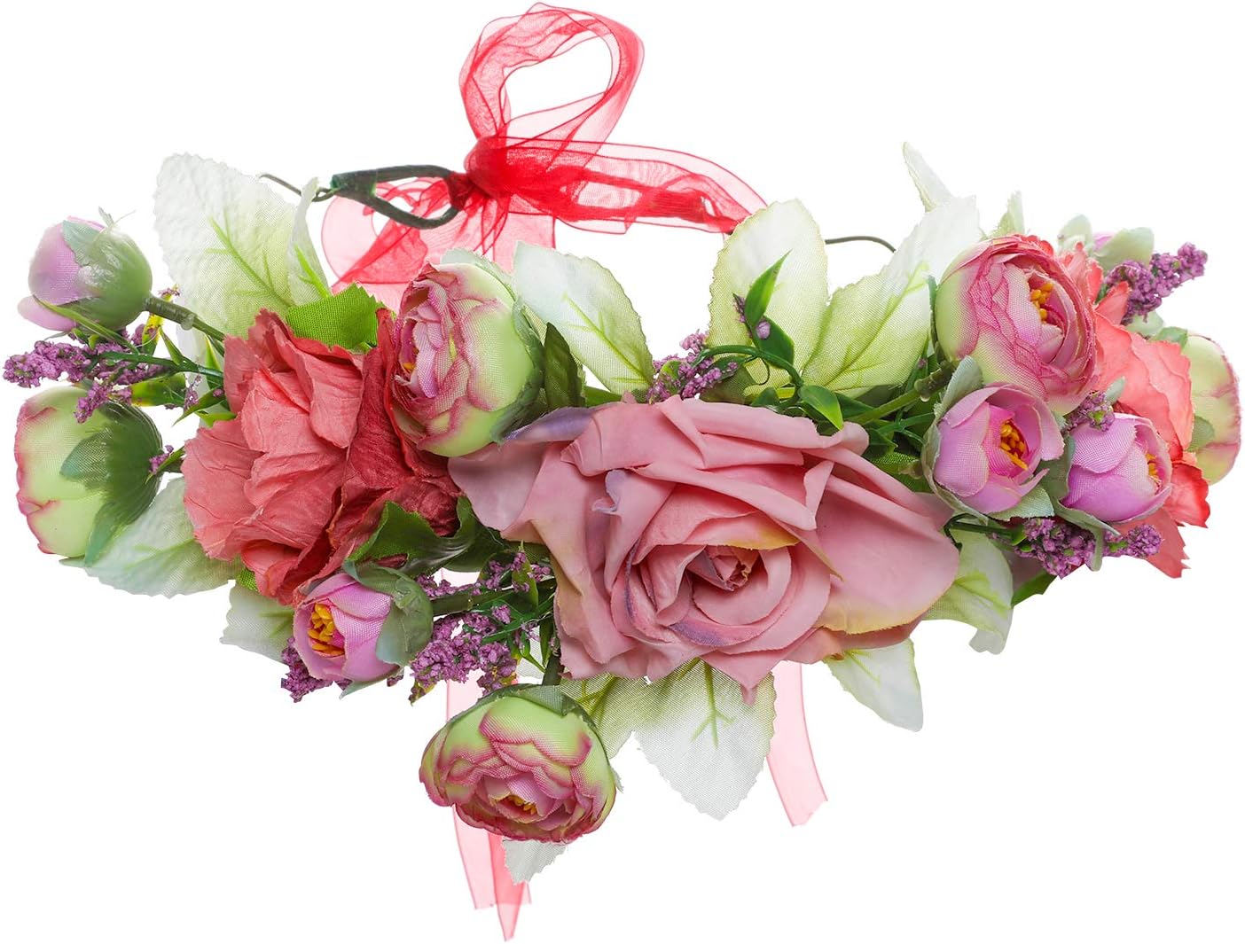 Adjustable Flower Crown Headband - Flower Headband for Women Girl Floral Festival Wedding Party Wreath