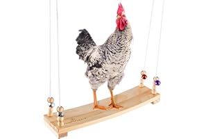 HIPYKAT Chicken Swing Toy for Coop Accessories, 16inch Wood Chicken Swing Gifts for Hens, Rooster, Poultry, Parrots