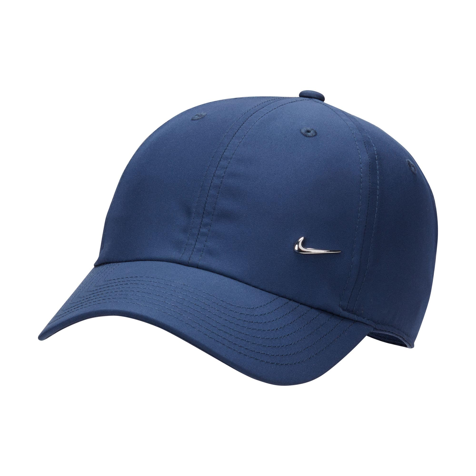 Nike Dri-FIT Club Unstructured Metal Swoosh Cap, Midnight Navy/Metallic Silver, M/L Image