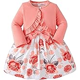 Rosibel Toddler Baby Girls Dress and Cotton Cardigan Set for 6M-3T Spring Autumn Clothes Outfits