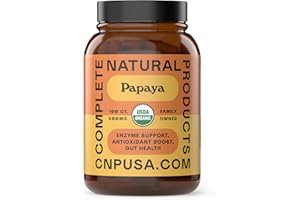 Complete Natural Products Organic Papaya Enzymes & Papain Enzyme Capsules - 500mg 100 Pills, Organic Papaya Powder Digestive Super Fruit Capsules