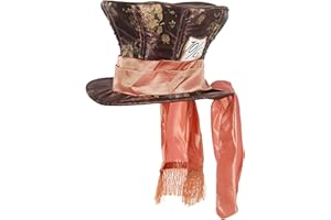 elope Disney Deluxe Mad Hatter Costume Hat for Kids with Peach Scarf and Wire Brim