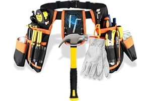 Lahien Tool Belt, Tool Pouch with 26 Pockets for Men Heavy Duty Magnetic Tool Pouch Bag, Detachable Tool Bags for Electrician, Carpenter, Construction,Utility Belt