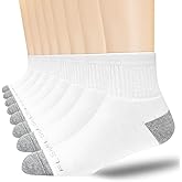 FLSHMCEN 8-Pairs Men's Ankle Cotton Socks with Cushion, Athletic Running Socks Size 7-9/9-12/12-15