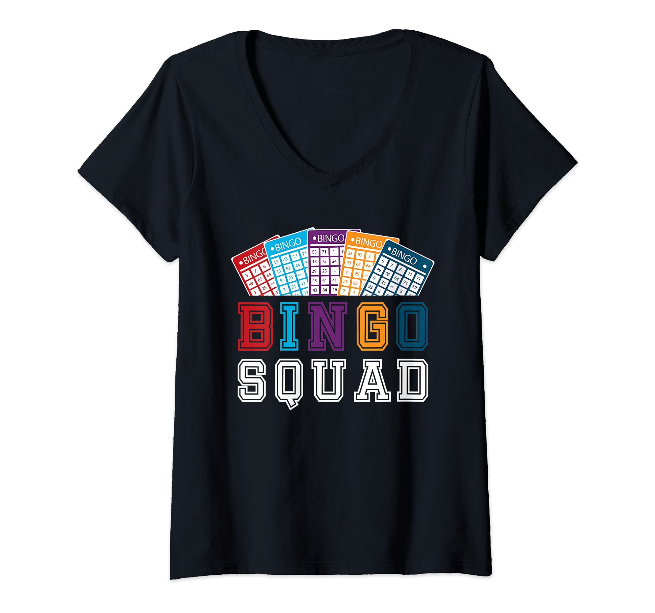 Womens Funny Lottery Gambling Bingo Player Bingo Squad Gift Bingo V-Neck T-Shirt