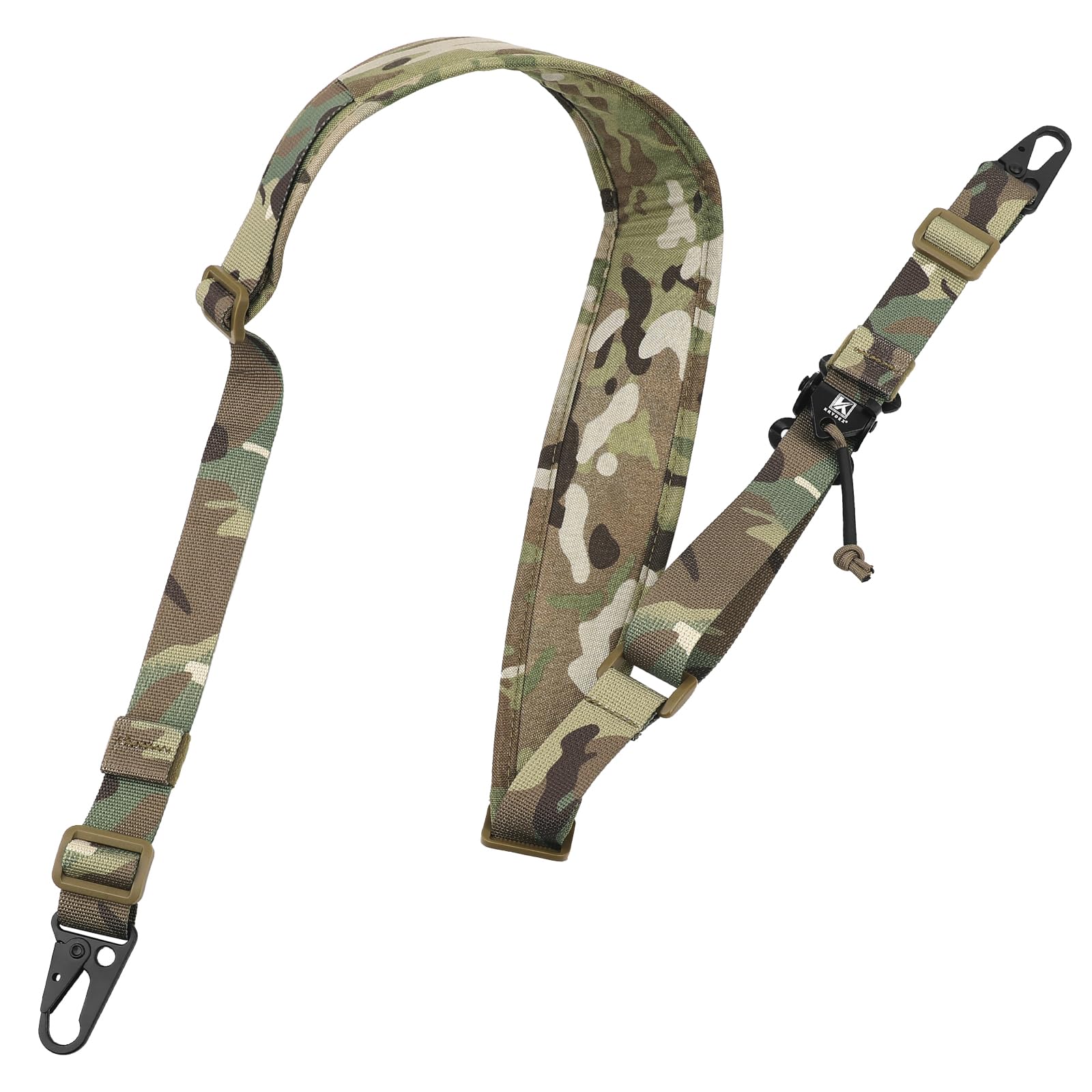 KRYDEX 1 Point / 2 Point Tactical Gun Sling Padded Combat Shooting Sling with Metal Hooks for Rifle, Airsoft, Shotgun