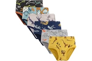 BYONEME 100% Cotton Little Boys Briefs Soft Dinosaur Truck Toddler Underwear