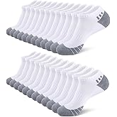 Heatuff 12 Pairs Mens Ankle Socks Athletic Cushioned Running Low Cut Sports Socks for Men